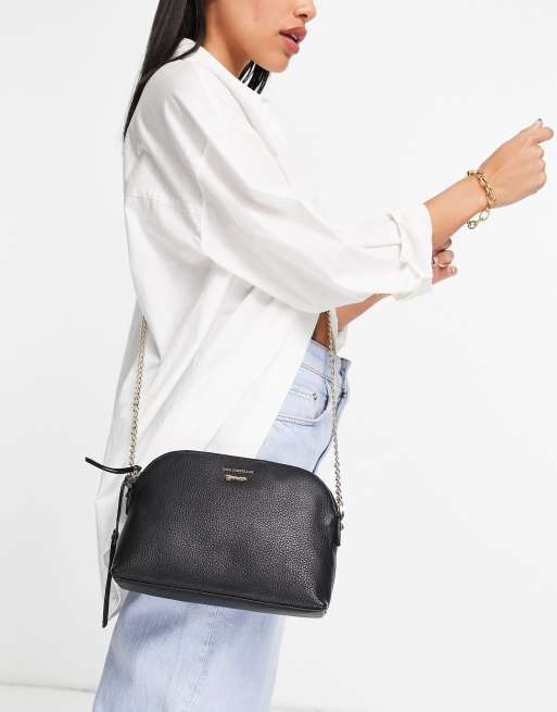 Paul Costelloe leather crossbody chain strap bag in black ASOS