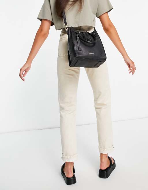 Paul Costelloe leather crossbody tote bag in black ASOS