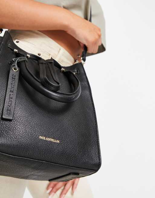 Paul Costelloe leather crossbody tote bag in black