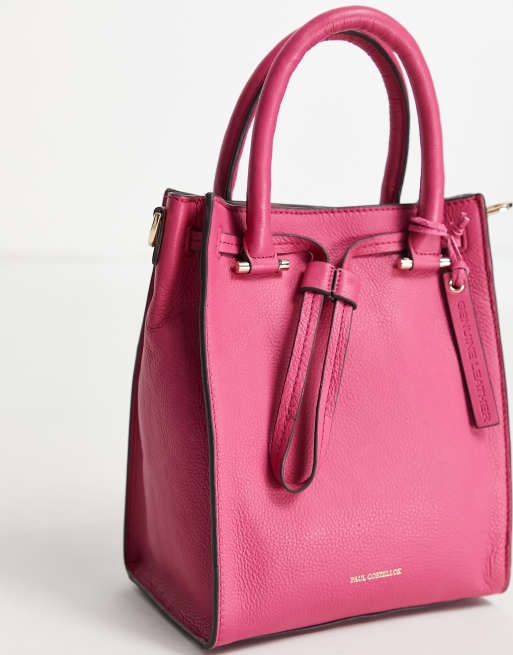 Paul Costelloe leather crossbody tote bag in pink