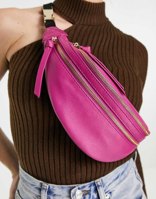 Pink leather bum on sale bag