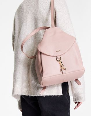Paul Costelloe leather flap backpack in pink