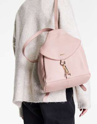 Paul Costelloe Leather Flap Backpack In Pink ModeSens