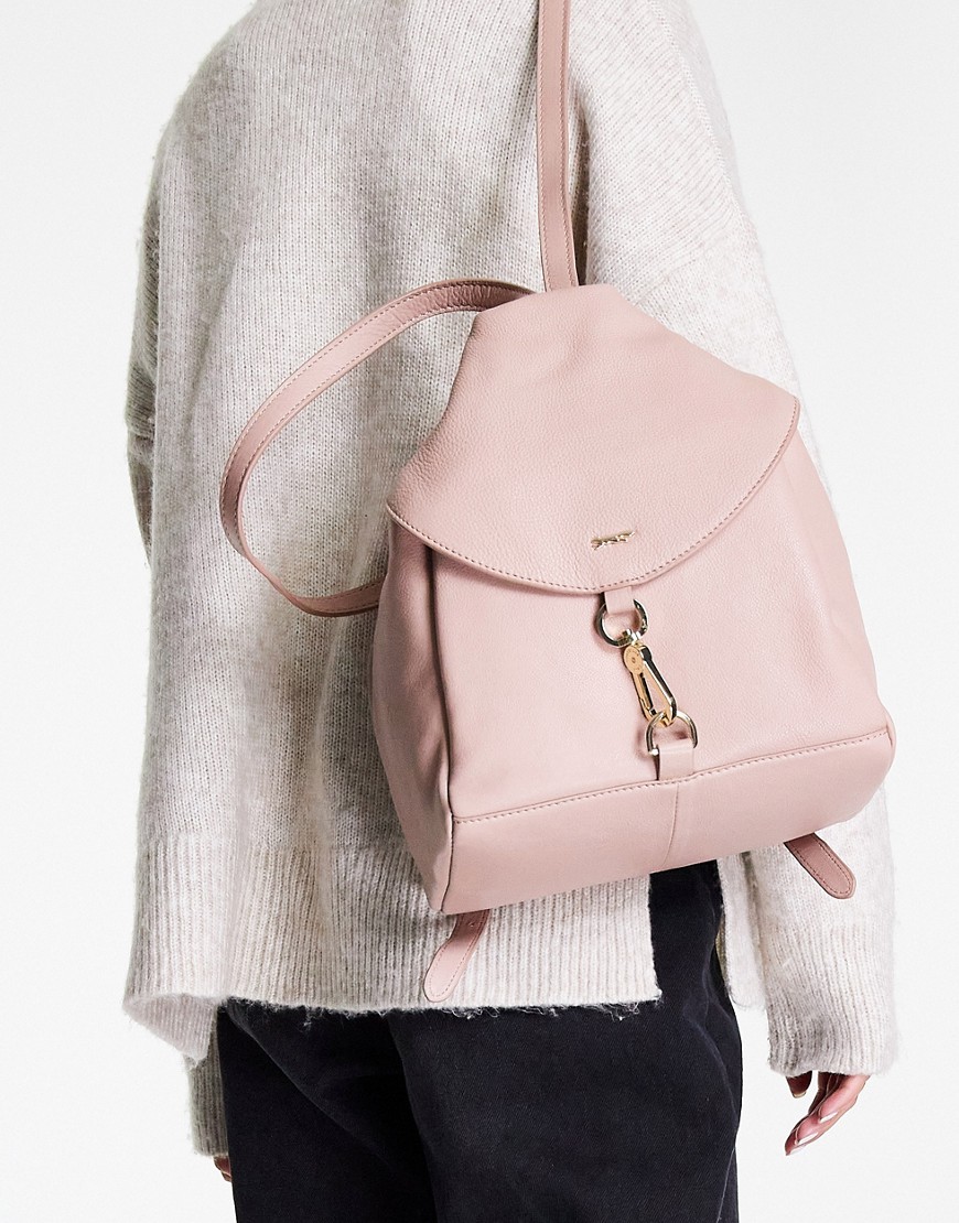 Paul Costelloe leather flap backpack in pink
