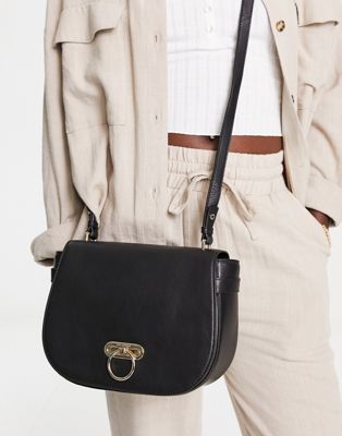 Paul Costelloe leather flap over shoulder bag in black - Click1Get2 Black Friday