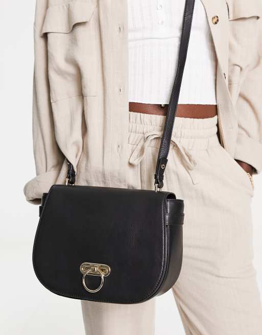 Paul Costelloe leather flap over shoulder bag in black