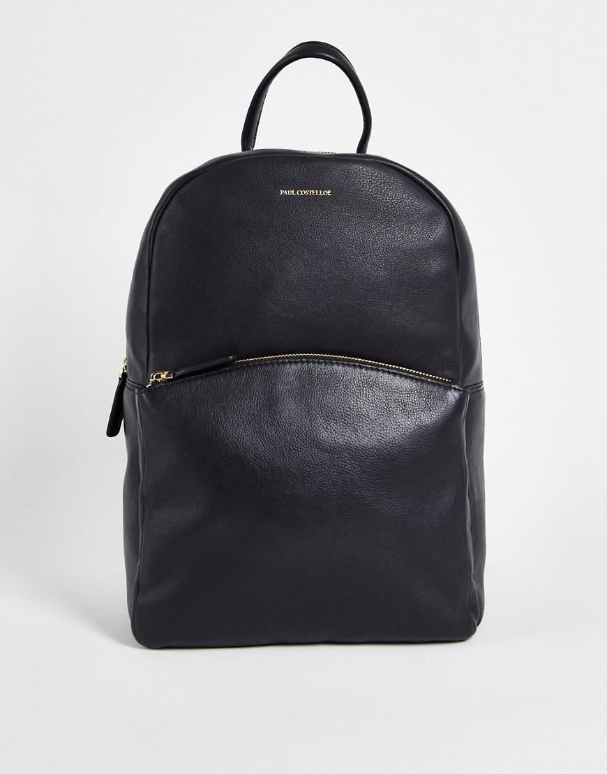 Paul Costelloe Leather Front Pocket Backpack In Black