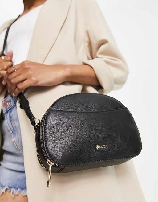 Paul Costelloe leather front pocket crossbody bag in black | ASOS