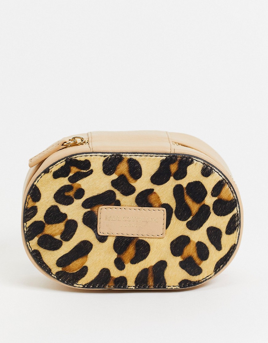Paul Costelloe leather jewelry case in leopard-Pink
