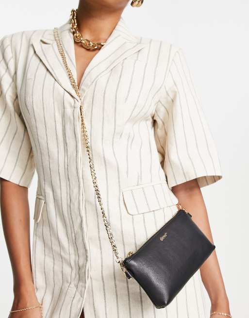 Paul Costelloe leather trim raffia crossbody bag in beige