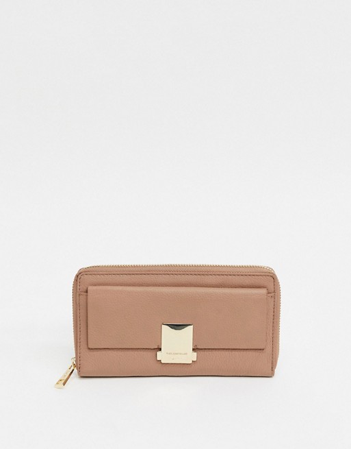 Paul Costelloe Leather Purse With Clasp In Pink