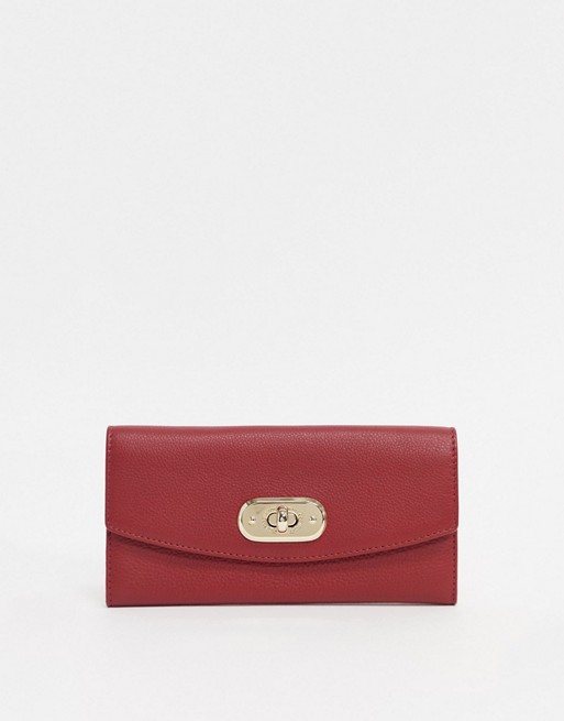 Paul Costelloe Leather Purse With Gold Clasp In Red