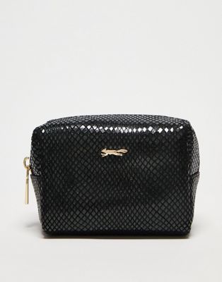 Paul Costelloe leather python print cosmetic pouch in black - ASOS Price Checker