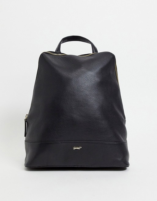 Paul Costelloe leather rounded backpack in black