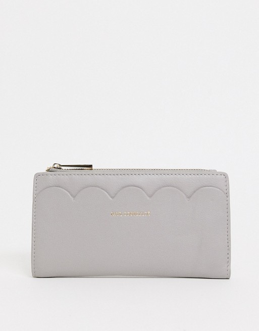 Paul Costelloe leather scallop purse in grey