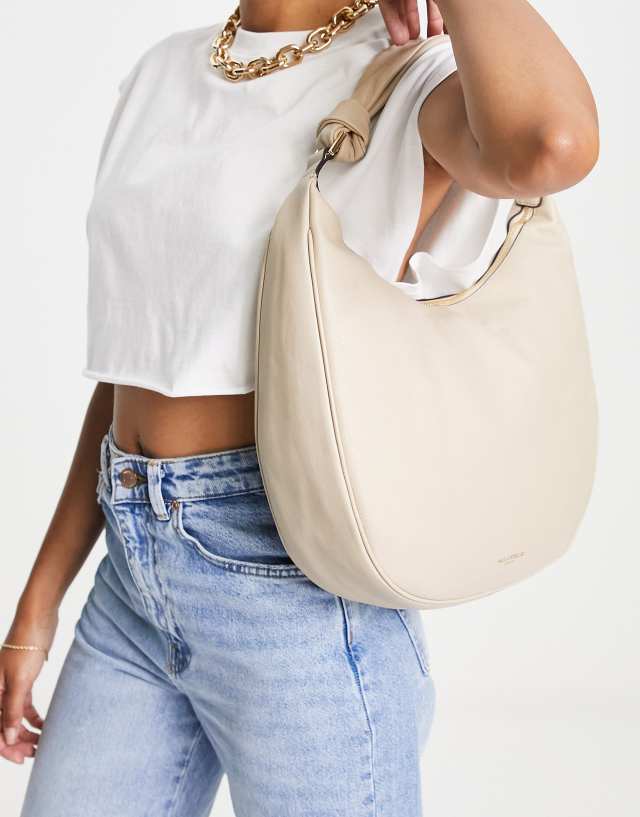 Paul Costelloe leather shoulder bag in beige