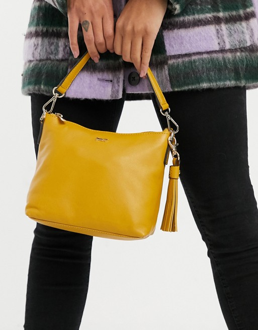 Paul Costelloe leather shoulder bag in yellow