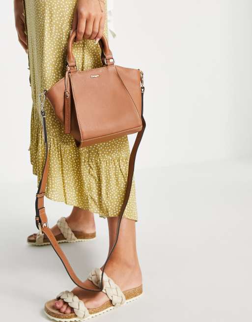 Paul Costelloe leather structured tote bag in tan