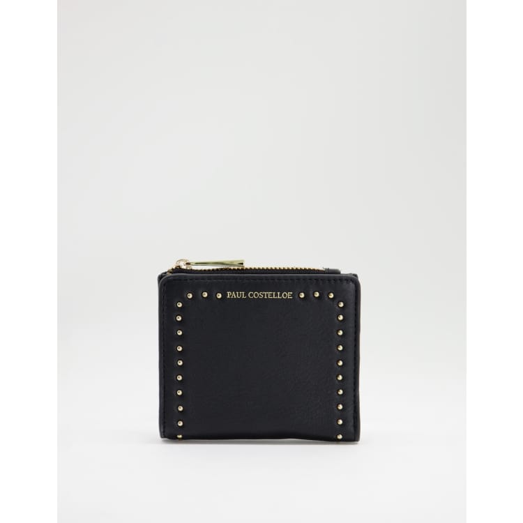 Paul Costelloe leather stud detail wallet in black
