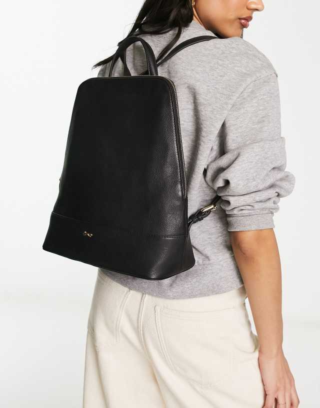 Paul Costelloe leather top handle backpack in black