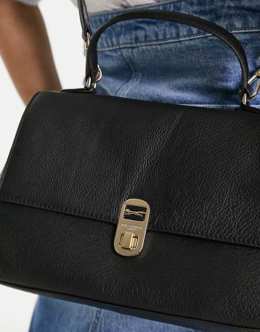 PAUL COSTELLOE ブラックショルダーバッグ Paul Costelloe leather top handle crossbody bag in black | ASOS