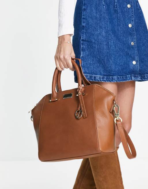 Paul Costelloe Leather Top Handle Tote Bag In Tan Asos 4974