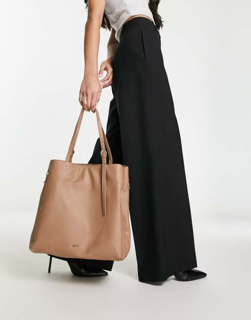 Paul Costelloe leather tote bag in brown ASOS