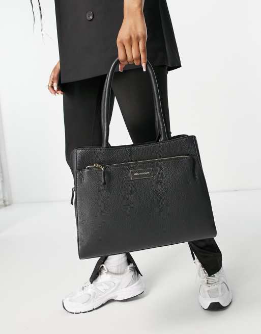 Black leather shopper 2025 bag with zip