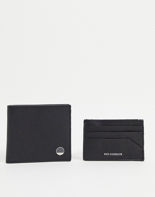 Paul Costelloe leather wallet and card holder set