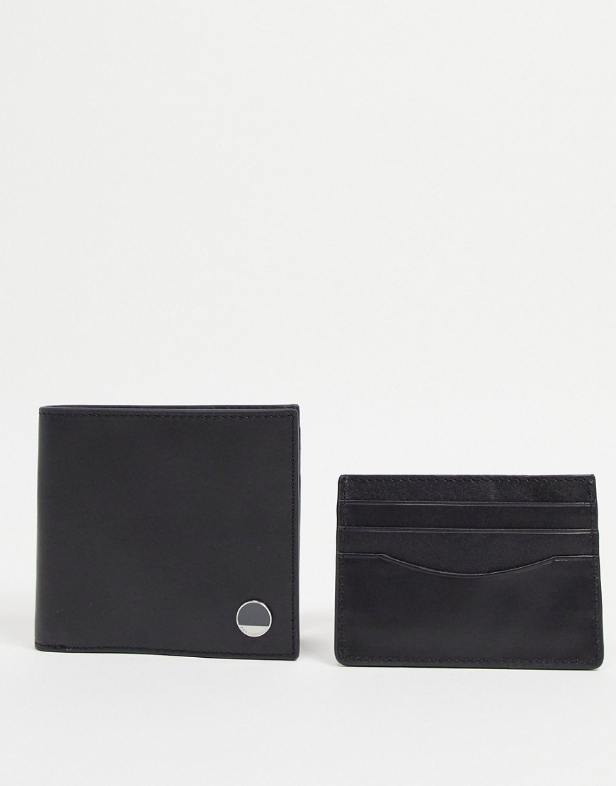Paul Costelloe leather wallet and card holder set-Black