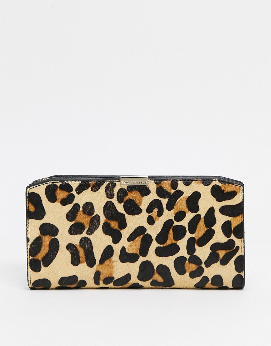 Paul Costelloe leather wallet in leopard-Brown