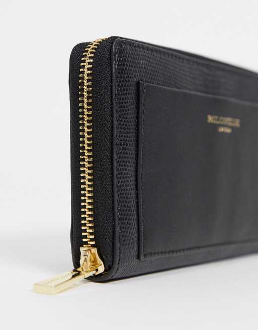 Paul Costelloe Leather Zip Around Wallet In Black Lizard Mix Asos