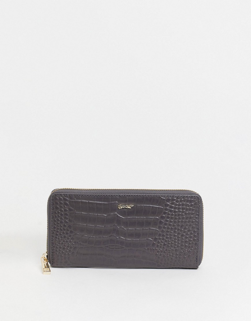 Paul Costelloe Leather Zip Around Wallet In Gray-grey