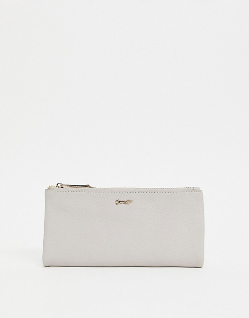 Paul Costelloe leather zip top purse in off white