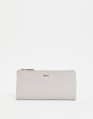 Paul Costelloe leather zip top wallet in off white