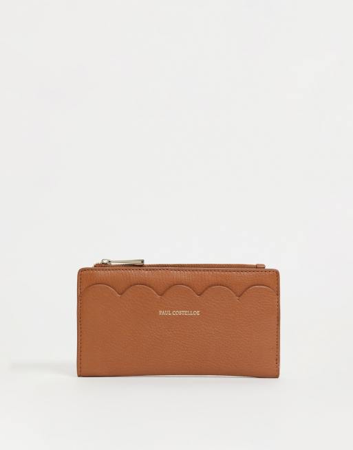 Paul Costelloe - Porte-monnaie en cuir festonné - Fauve