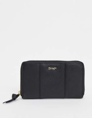 black zip around purse