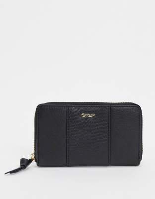 Paul Costelloe real leather black zip around purse