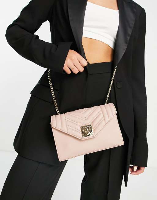 Paul Costelloe - Sac porté épaule en cuir avec rabat estampé - Rose
