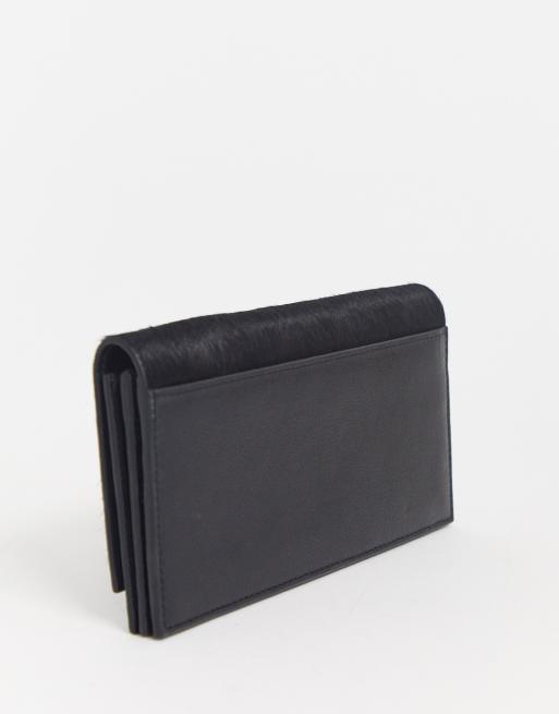 Paul Costelloe – Schwarze Geldbörse aus echtem Leder mit Umschlag und Goldelement, 2 von 4