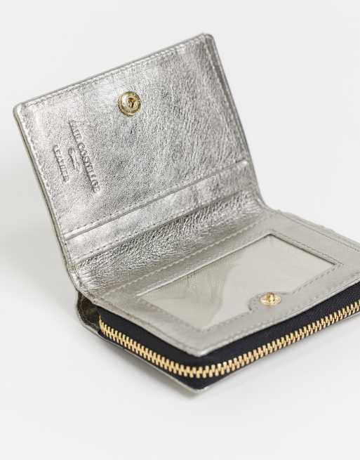 Paul Costelloe small leather zip around purse in gunmetal, 2 of 4