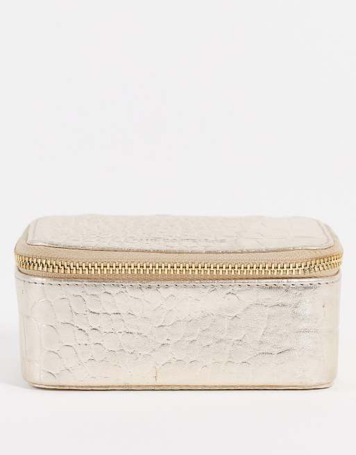 Paul Costelloe - Trousse in pelle oro metallizzato effetto coccodrillo