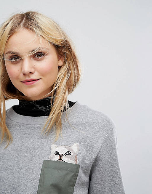 Let at læse meteor lyserød Paul & Joe Sister Sweater With Embroidered Cat Pocket Detail | ASOS