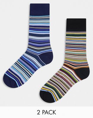 Paul Smith 2 pack socks in signature stripe - ASOS Price Checker