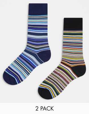 Paul Smith 2 Pack Socks In Signature Stripe-multi