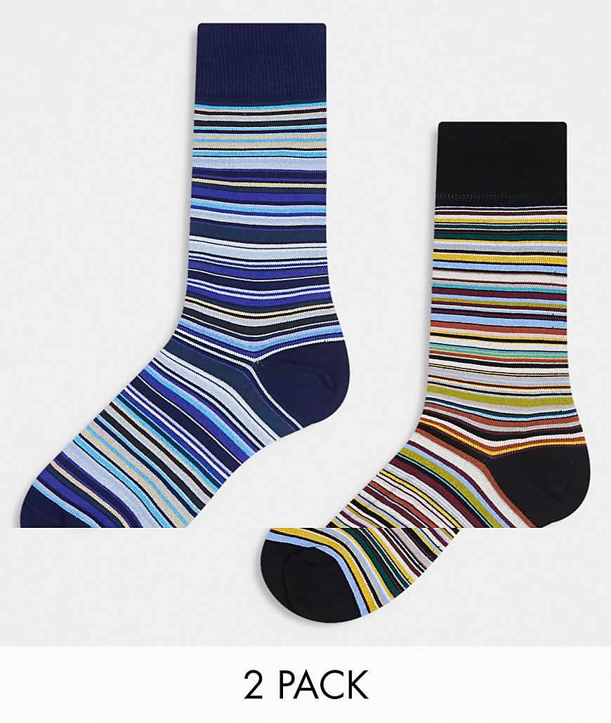 Paul Smith 2 pack socks in signature stripe-Multi