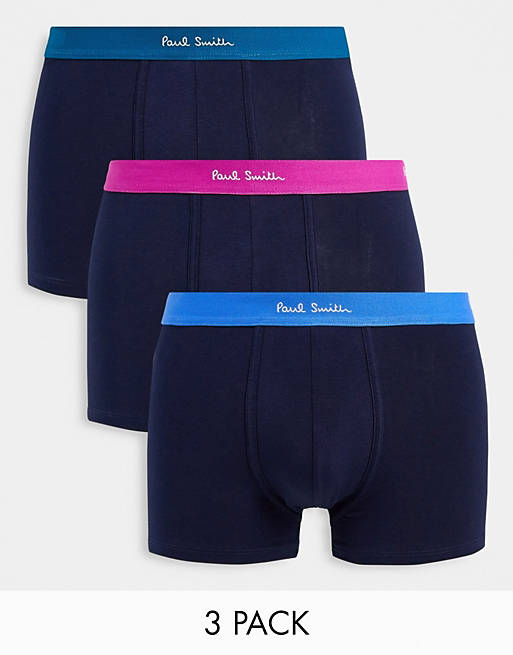  Underwear/Paul Smith 3 pack colour waistband trunks in  black 