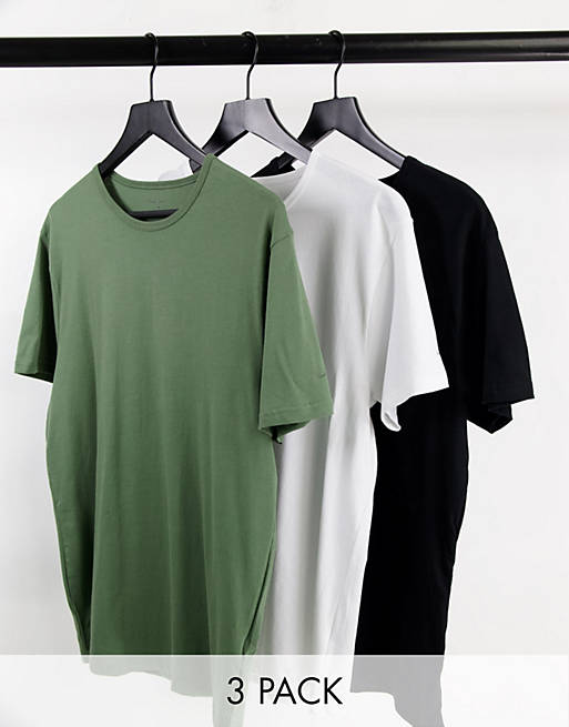 Paul Smith 3 pack loungewear t-shirts in black/white/khaki