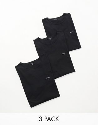 Paul Smith 3 pack loungewear t-shirts with logo in black
