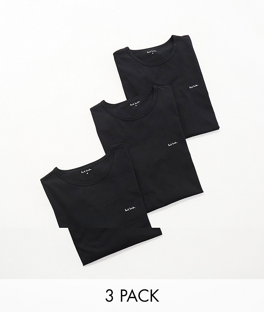 Paul Smith 3 pack loungewear t-shirts with logo in black